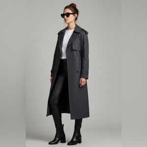 VINTAGE 80's London‎ Fog Classic Wool Lined Charcoal Grey Trench Coat Women's 12